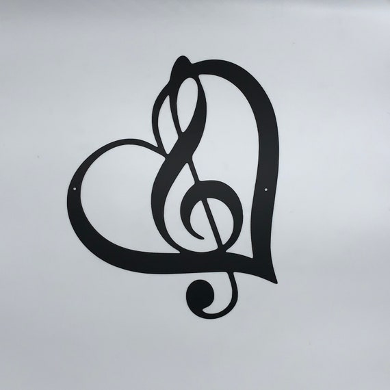 Music Heart Music Lover Sign Metal Music Heart Sign Metal Etsy
