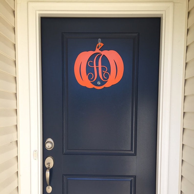 Fall Decor Halloween Decor Monogram Pumpkin Monogram Door Etsy