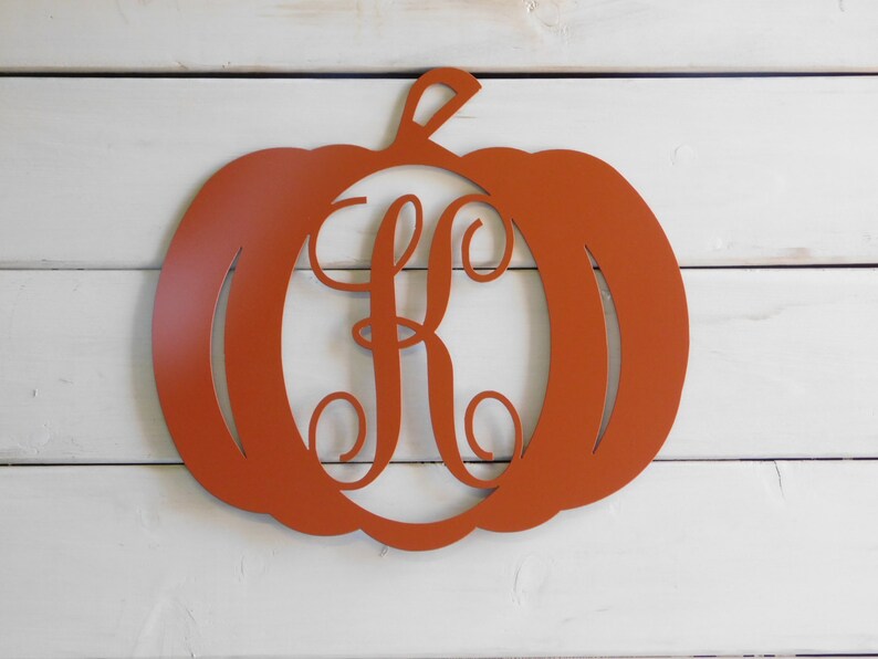 Fall Decor Halloween Decor Monogram Pumpkin Monogram Door Etsy