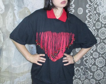 Vintage Jerzees Beaded Fringe T-shirt, Purple Southwestern T-shirt