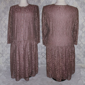 90s Pinkish Brown Lace Maxi Dress Button up Drop Waist Brownish Muted Pink Witchy Grunge Whimsigothic Bohemian Fall Long Plus Size Sized 24