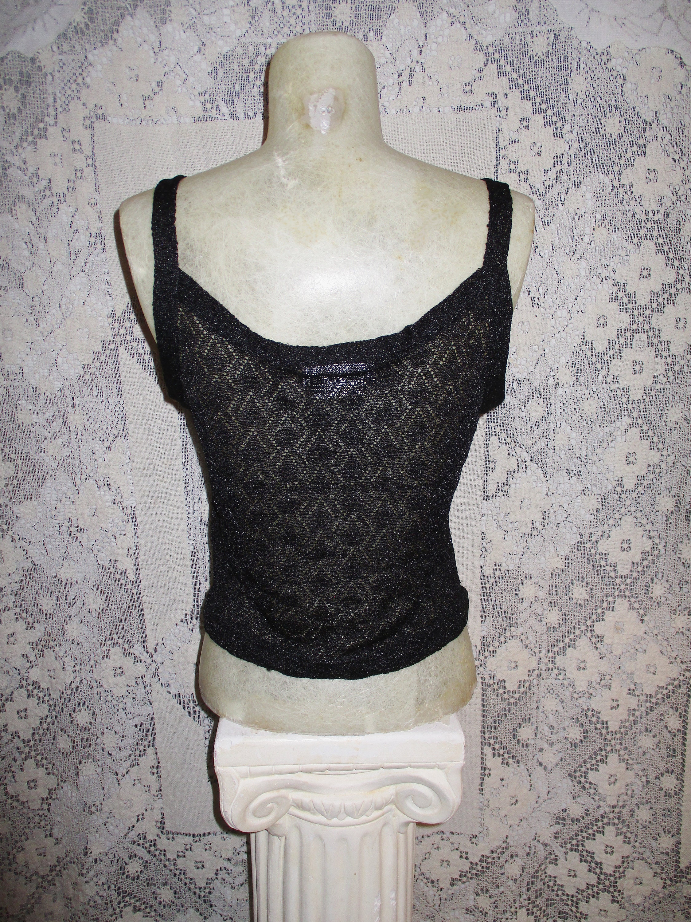 【THEAIRTOWN】Lace Layered Vintage Stud Draped Tank Top ★ Sinclair Tank - Cayo Fashions