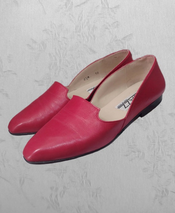 80s Bright Red Leather Loafers by Jazz Made In Sp… - image 1