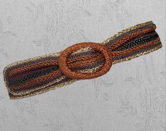 60s 70s Woven Belt EarthTones of Brown Red Green & Gold Hippy Mod 1970s Retro Bohemian Boho Folk Peasant Braiding Cordage Medieval Macreme