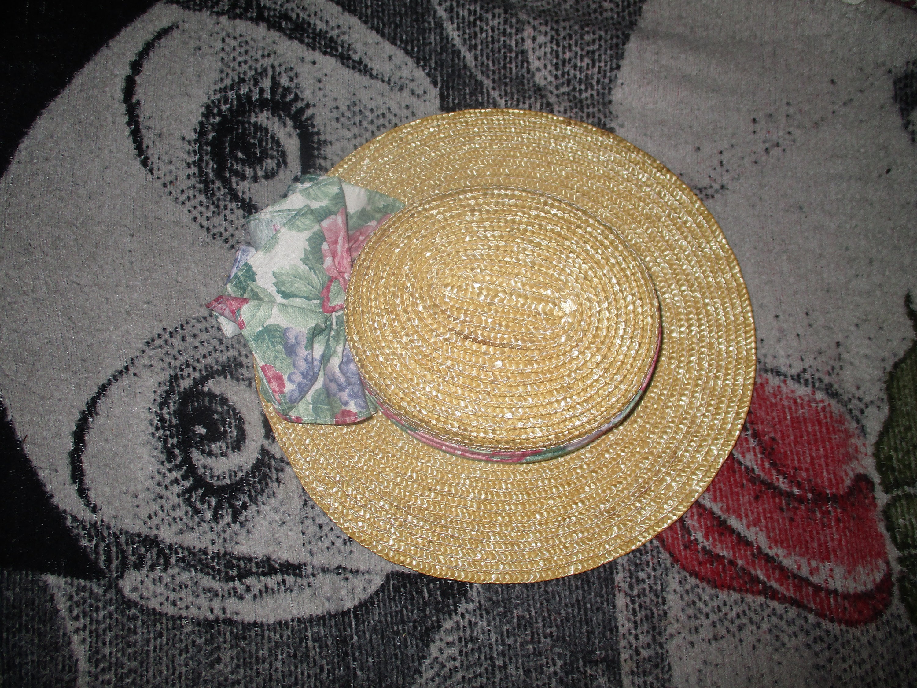 Vintage 90s Kangol Designs Straw Sun Hat Wide Brim Tropical Floral Ribbon Bow Kangol Straw for Women for sale | eBay main image 2