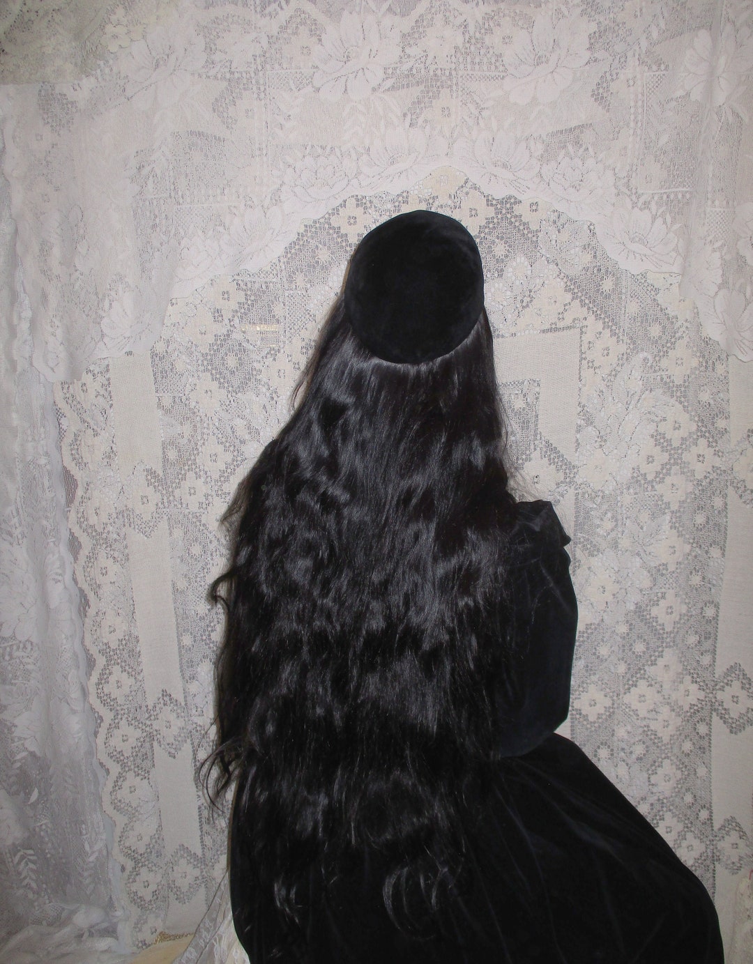 Black Velvet Skull Cap 50s 60s True Vintage Retro Formal Small Round