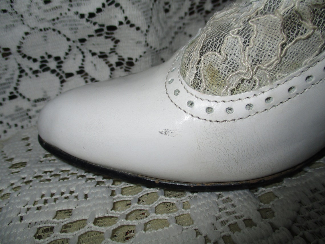 white lace up granny boots