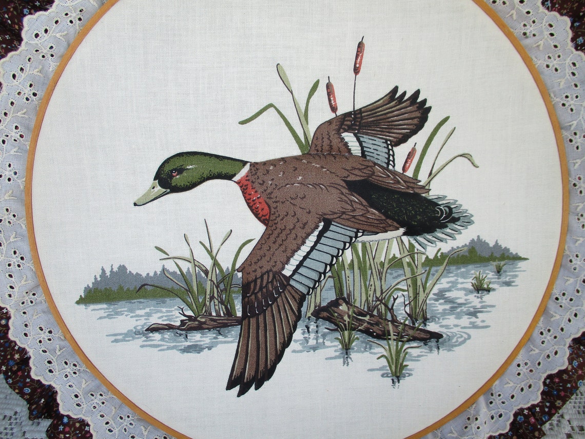 80s Duck Wall Hanging Embroidery Hoop Cottagecore Decor - Etsy