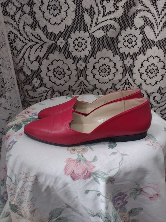 80s Bright Red Leather Loafers by Jazz Made In Sp… - image 2