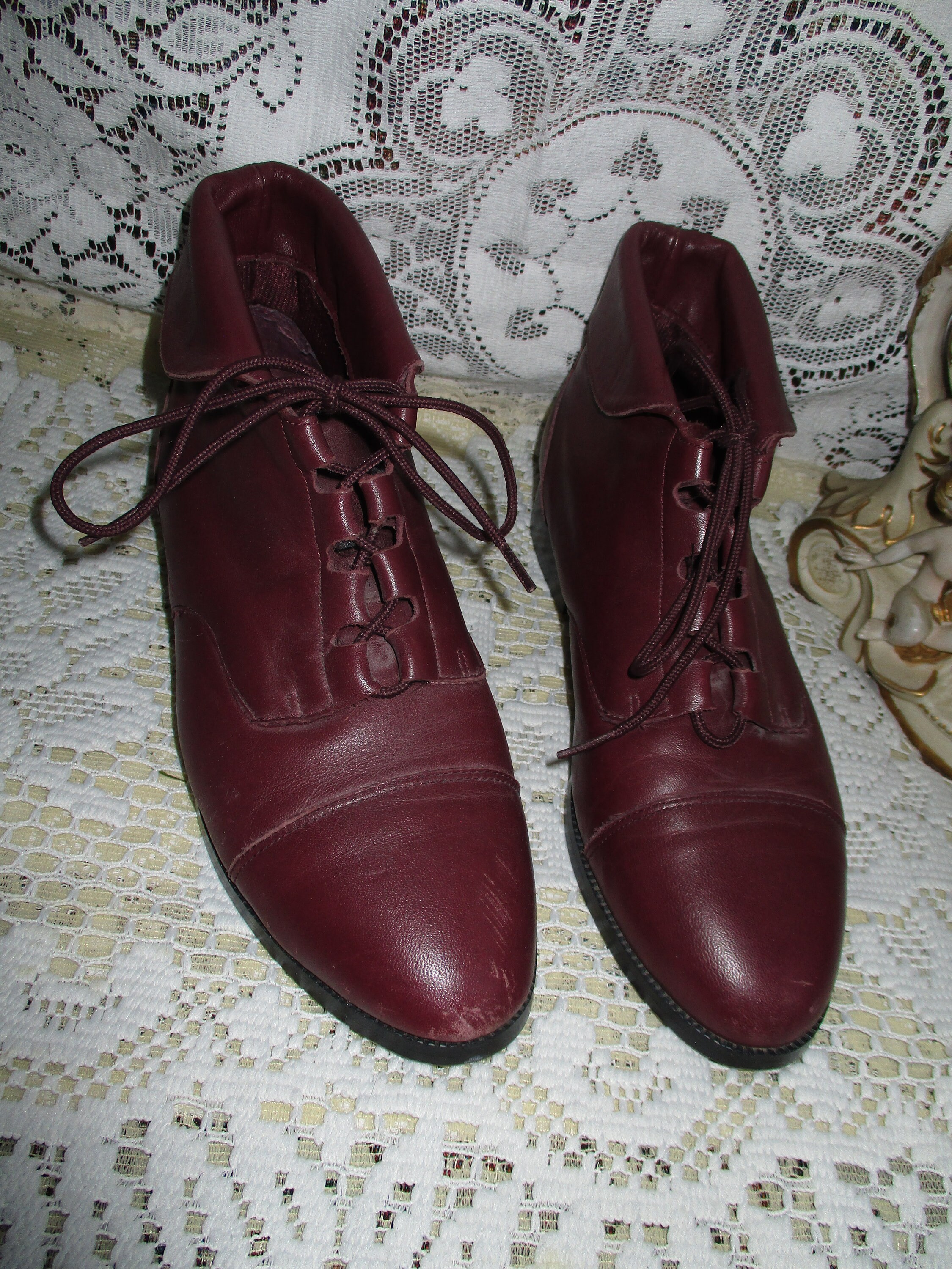 80s Burgundy Leather Ankle Boots by Prima Royale Pixie Hipster | Etsy