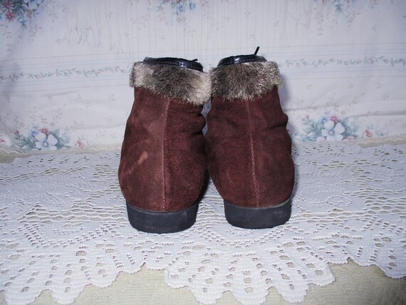 50s 60s Chocolate Brown Suede Winter Ankle Boots … - image 5