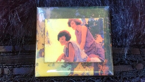 Maxfield Parrish Pin The Waterfall Handmade Art C… - image 1