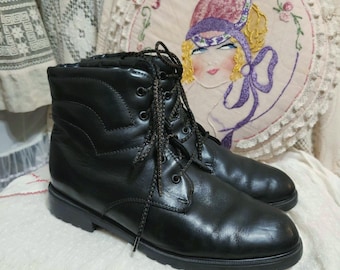 Square Toe Dr Martens Docs Black Leather Made in England Air Wair