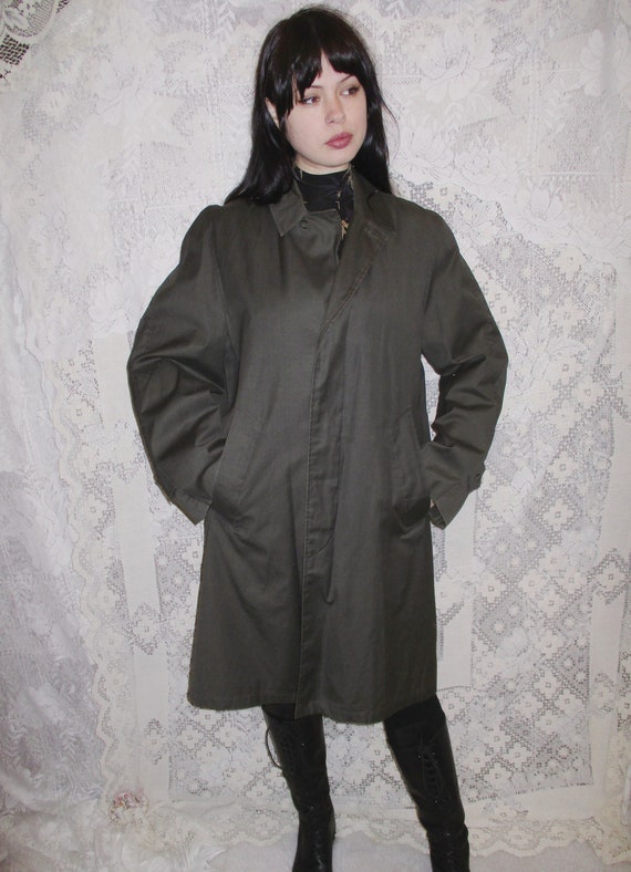 80s Army Green Trench Coat Long Olive Trench Jacke