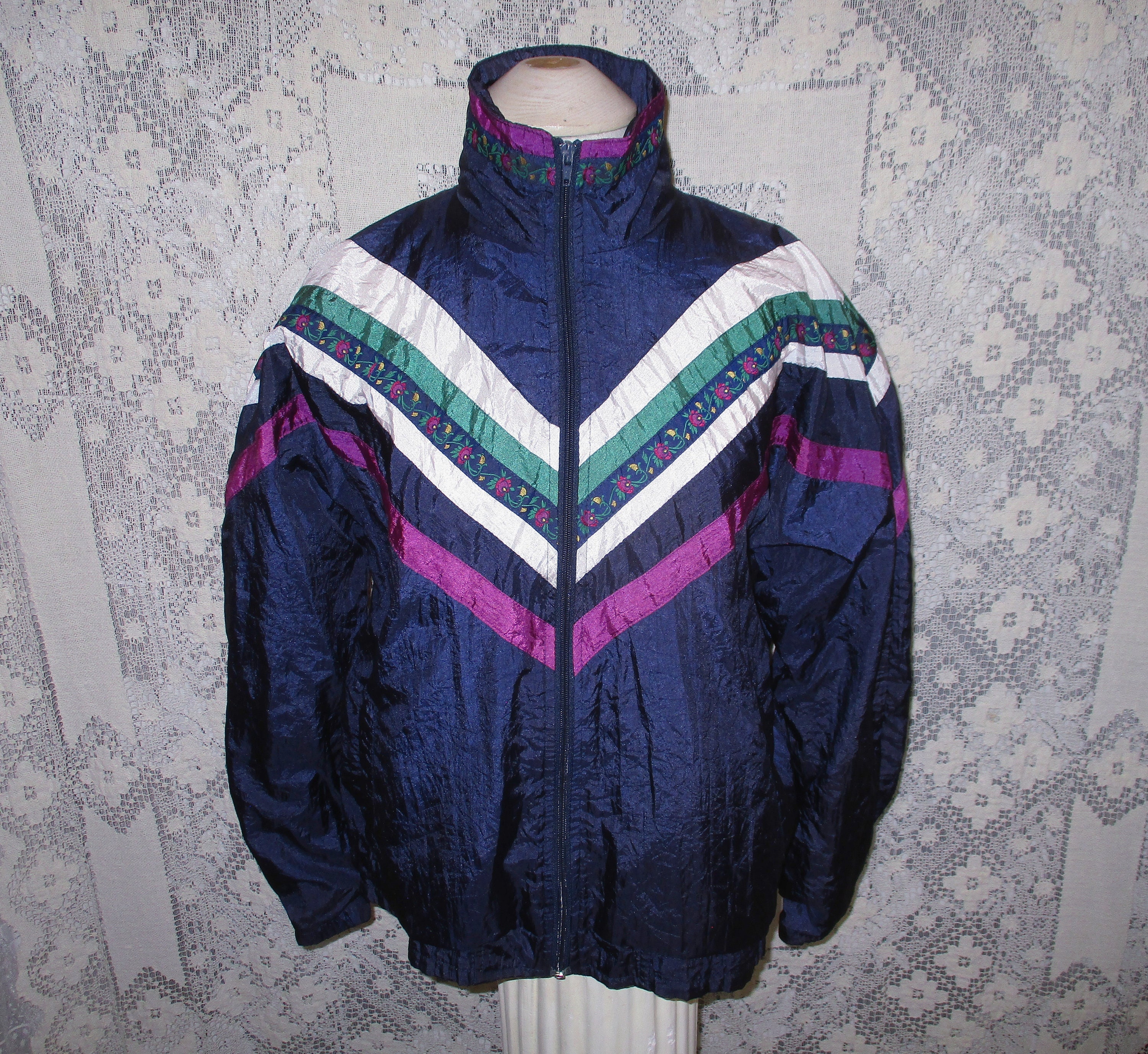 Vintage 1980s Roamans Floral Windbreaker Jacket / 80s AOP