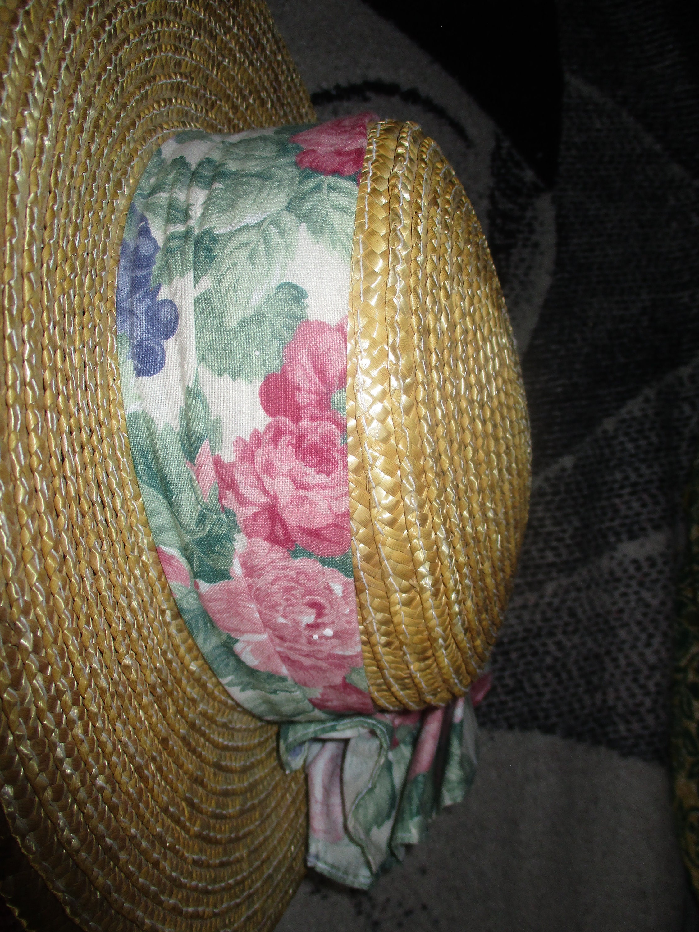 Vintage 90s Kangol Designs Straw Sun Hat Wide Brim Tropical Floral Ribbon Bow Kangol Straw for Women for sale | eBay main image 4