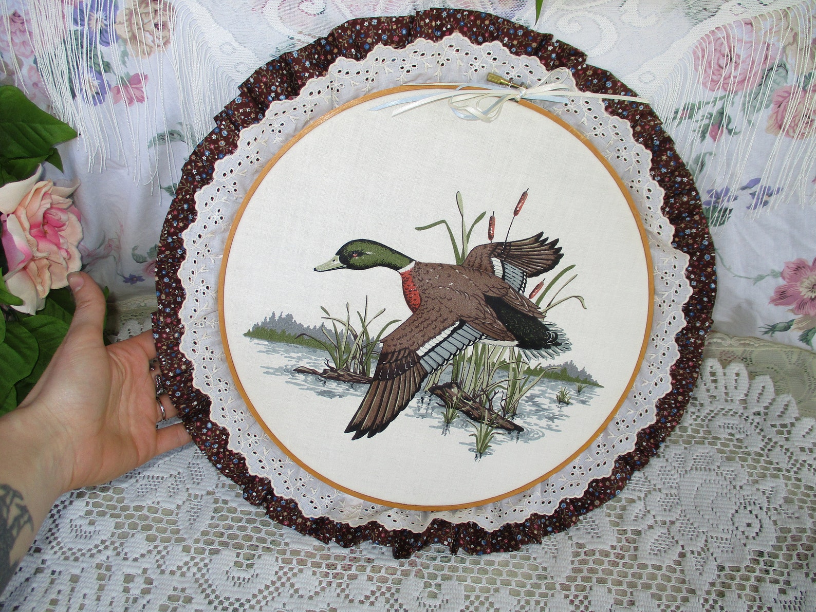 80s Duck Wall Hanging Embroidery Hoop Cottagecore Decor - Etsy