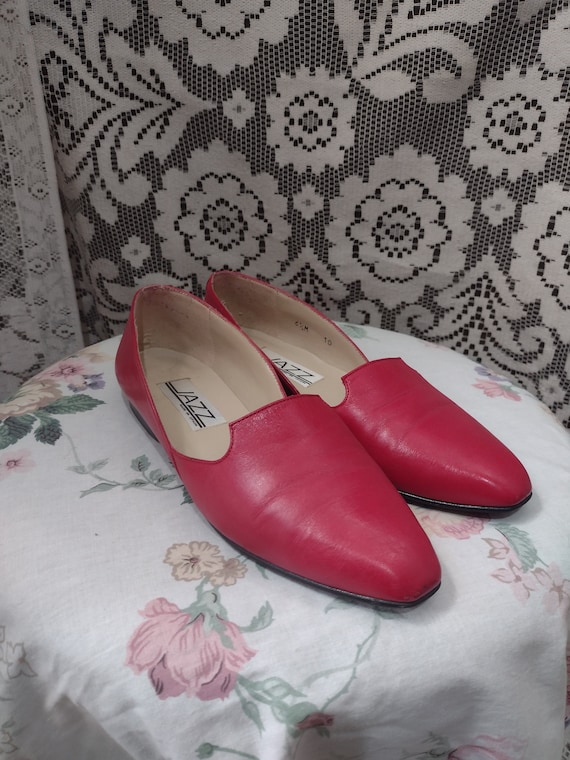 80s Bright Red Leather Loafers by Jazz Made In Sp… - image 5