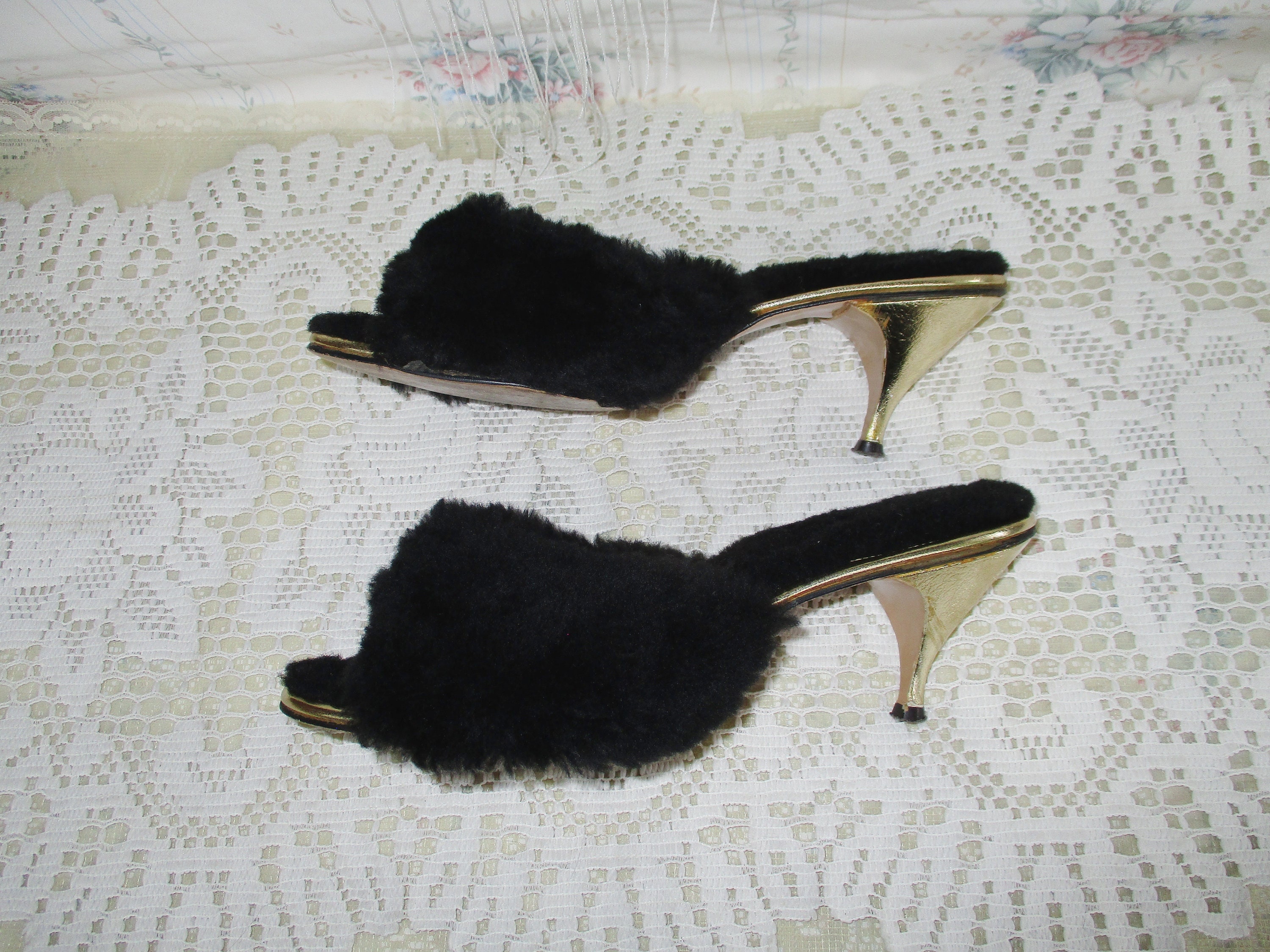Black Faux Fur Heels - Ankle Strap Heels - Peep-Toe High Heels - Lulus