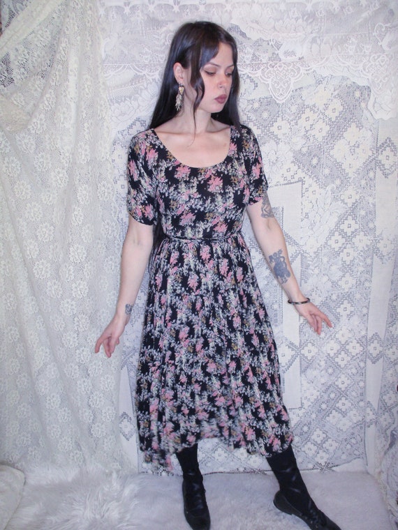 90s Floral Gauzy Long Dress by Nectar Thin Flowy … - image 2