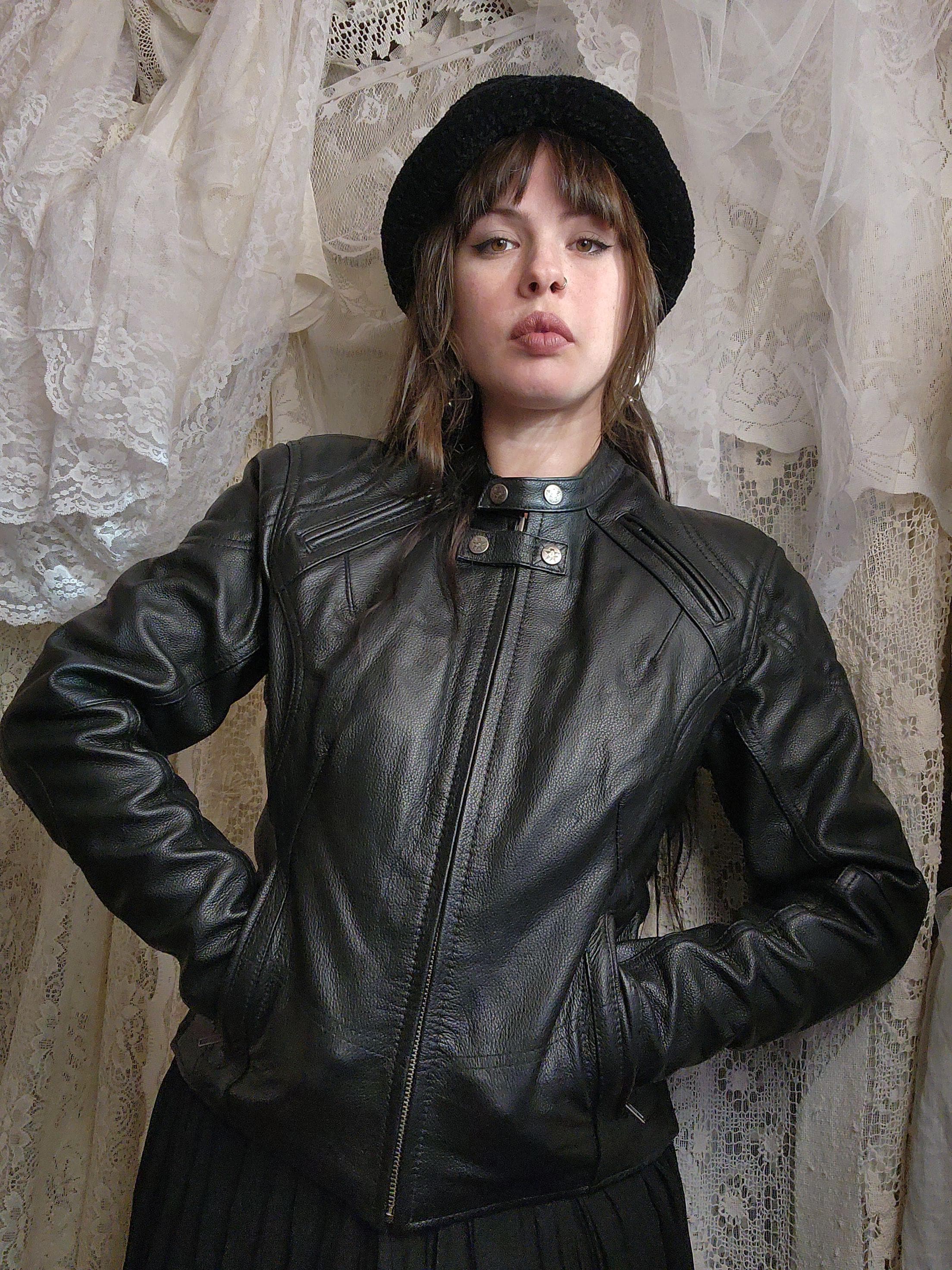 Y2k Leather Jacket - Etsy