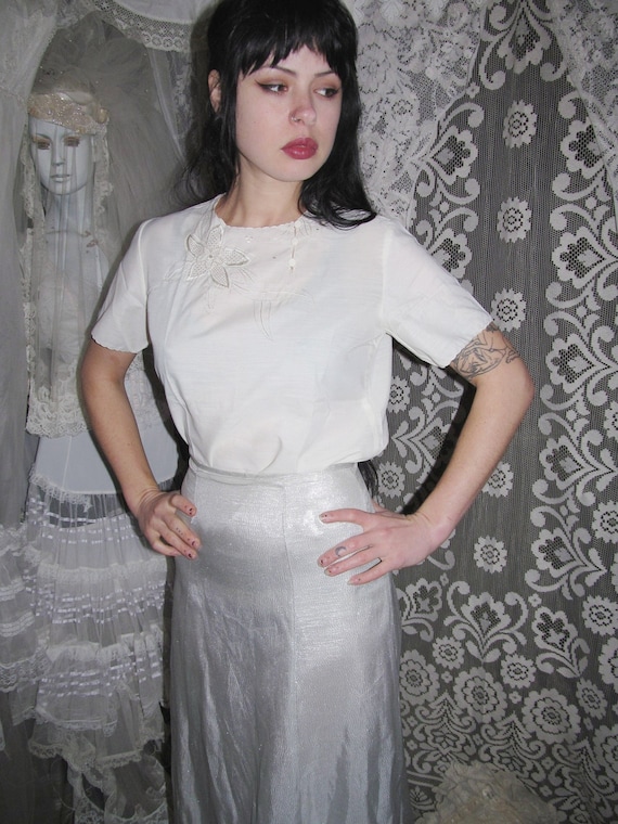 White Blouse by Lily Made In Shanghai True Vintag… - image 1