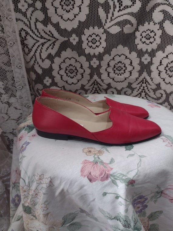 80s Bright Red Leather Loafers by Jazz Made In Sp… - image 4