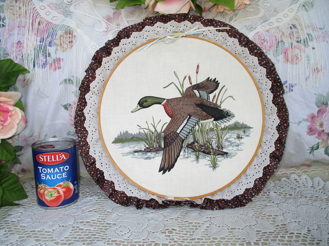 80s Duck Wall Hanging Embroidery Hoop Cottagecore Decor - Etsy