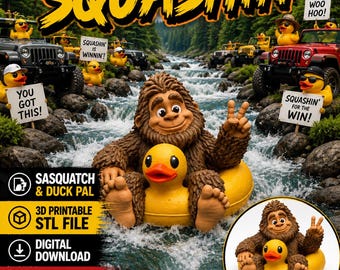Sasquatch & Duck Pal 3D Print – Funny Off-Road Adventure Figurine (STL File)