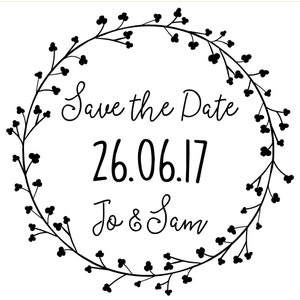 Sello de goma láser personalizado - Sello personalizado - Guardar la fecha: Flores delicadas