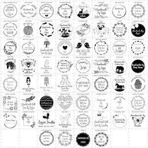 Personalisierte Handarbeit von Stempeln - 60 Designs -40/50/60/70/80 mm quadratisch Größe, Blumen Natur Niedlicher Hirsch Schmetterling Biene Einhorn Cupcake