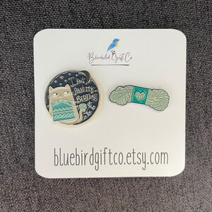 Cat Knitting and Yarn Enamel Pin Set with Free Shipping! Great gift for crocheter or knitter, stocking stuffer crochet knit bag accessory