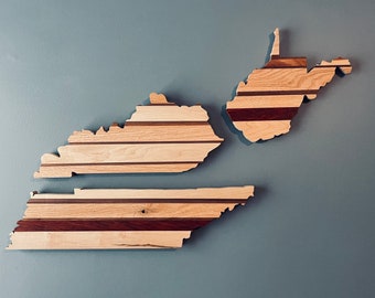 USA State Wood Sign Rustic Farmhouse United States Tennessee Ohio Kentucky State Cutout State Outline Wall Art Map Wood Carving