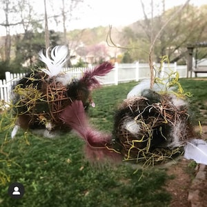 Bird Nesting Ball 4 Inch, Set of 2 Grapevine, Natural Spring Bird House Feeder Gift Free Shipping Bird Nature Lover Art Backyard