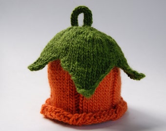 Pumpkin Hat, Size 6 month +,  Hand Knit Handmade Baby Infant Newborn Hat Autumn Fall Halloween Photo Prop Shower New Mom Gift Free Shipping