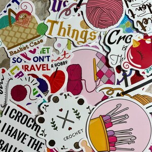 50 PCS Crochet and Yarn Sticker Pack, Aesthetic, Boho, Water Bottle, Computer, Scrapbook, Car, Random Lot Stickers, Knitting image 7