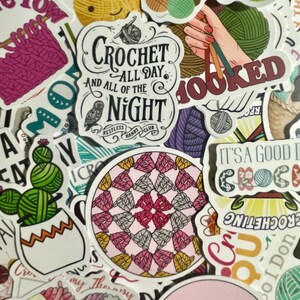 50 PCS Crochet and Yarn Sticker Pack, Aesthetic, Boho, Water Bottle, Computer, Scrapbook, Car, Random Lot Stickers, Knitting image 10