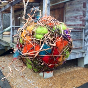 Bird Nesting Ball 6 inch Grapevine - Multi Color Natural Rainbow Bird Watching Nest Feeder House Nature Backyard Free Shipping Gift Unique