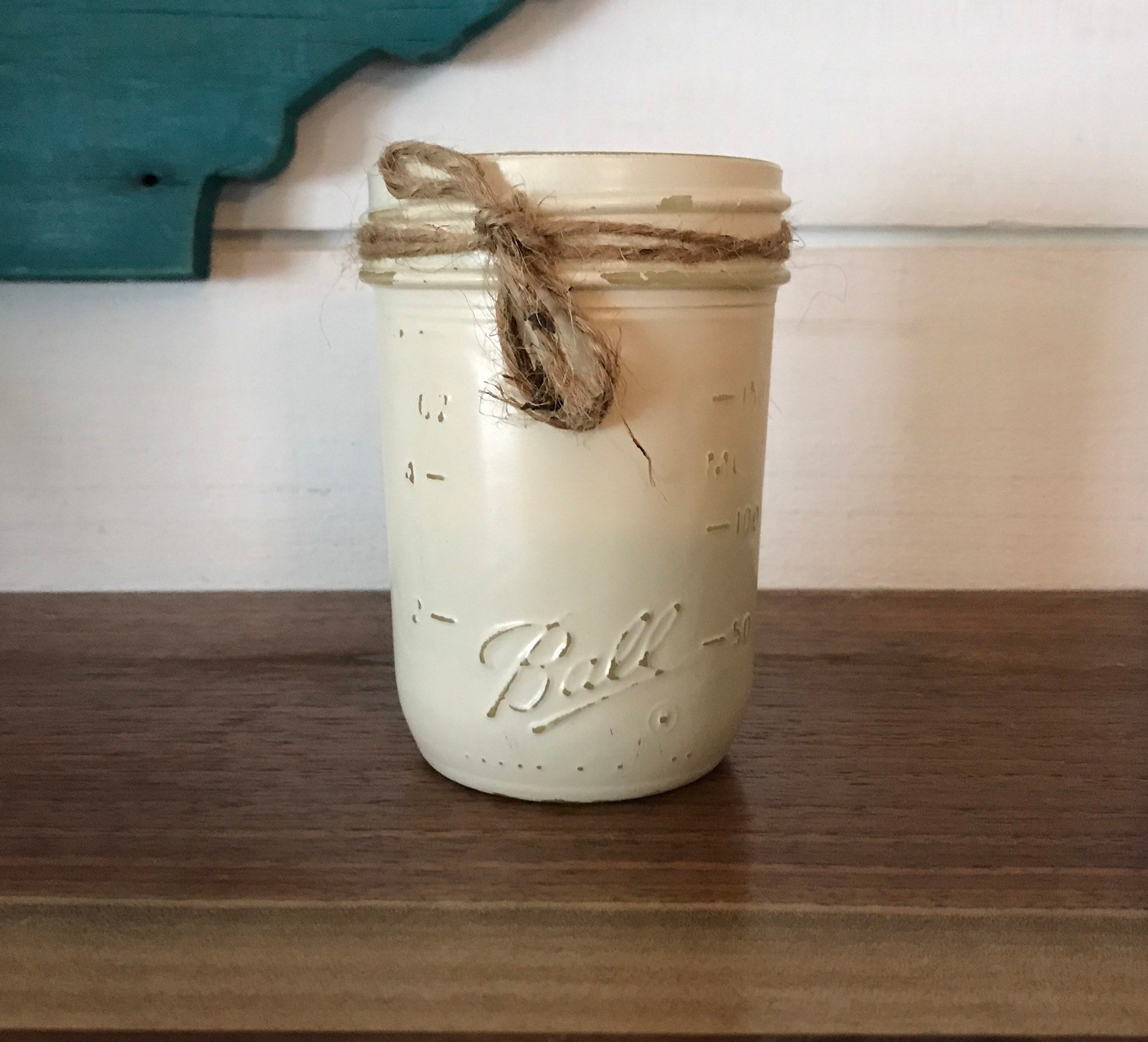 Ball Mason Jar Half Pint 8 ounces Hand Painted Distressed
