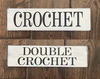 Double Sided Hand Painted Wood Sign, Rustic Farmhouse Barnwood Crochet Handmade Craft Yarn Crochet Knit Gift Free Shipping