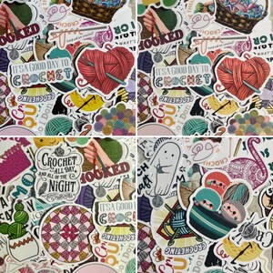 50 PCS Crochet and Yarn Sticker Pack, Aesthetic, Boho, Water Bottle, Computer, Scrapbook, Car, Random Lot Stickers, Knitting image 3