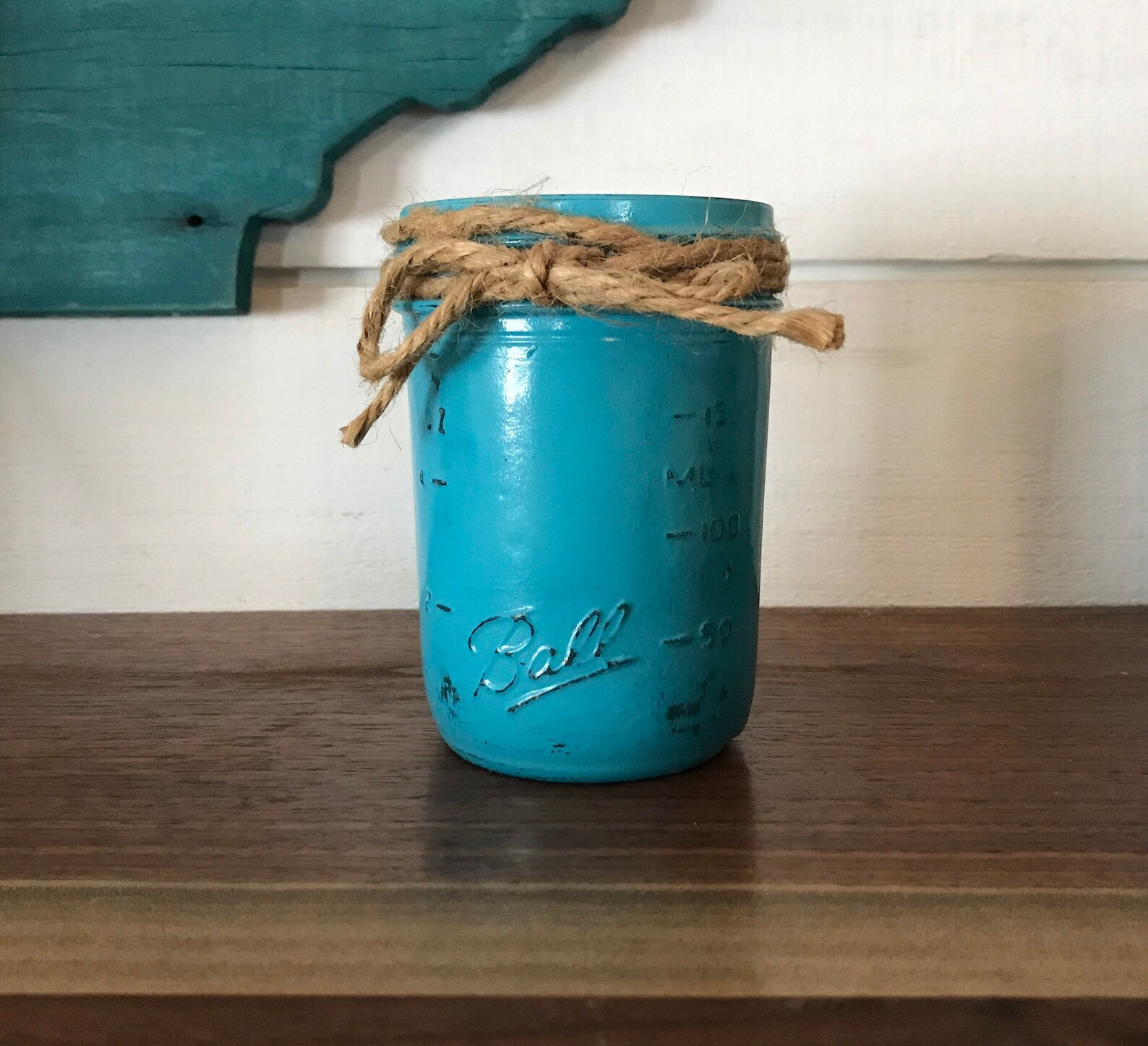 Ball Mason Jar Half Pint 8 ounces Hand Painted Distressed