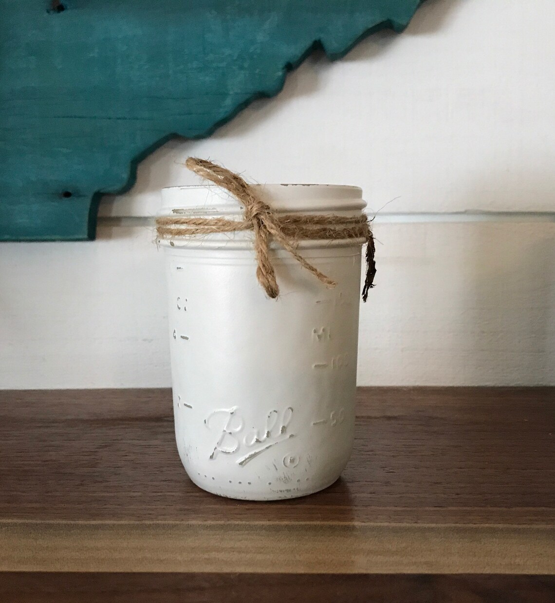Ball Mason Jar Half Pint 8 ounces Hand Painted Distressed