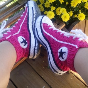 Converse Reaverse slippers tennis DIY knitting crochet socks pattern ENGLISH image 4