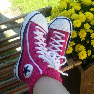 Converse Reaverse slippers tennis DIY knitting crochet socks pattern ENGLISH image 2