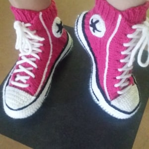 Converse Reaverse slippers tennis DIY knitting crochet socks pattern ENGLISH image 5