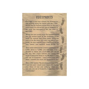 Footprints in the sand poem - Personalised  gift Print