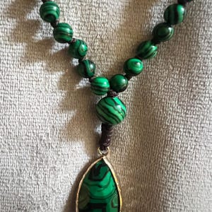 108 Bead Meditation Necklace, Jap Mala Green Malachite Necklace