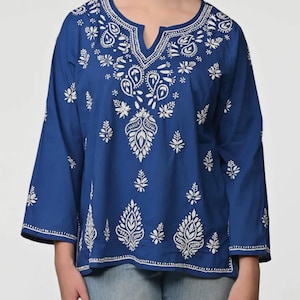 Pure cotton tunic tops, embroidered