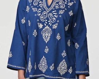 Pure cotton tunic tops, embroidered